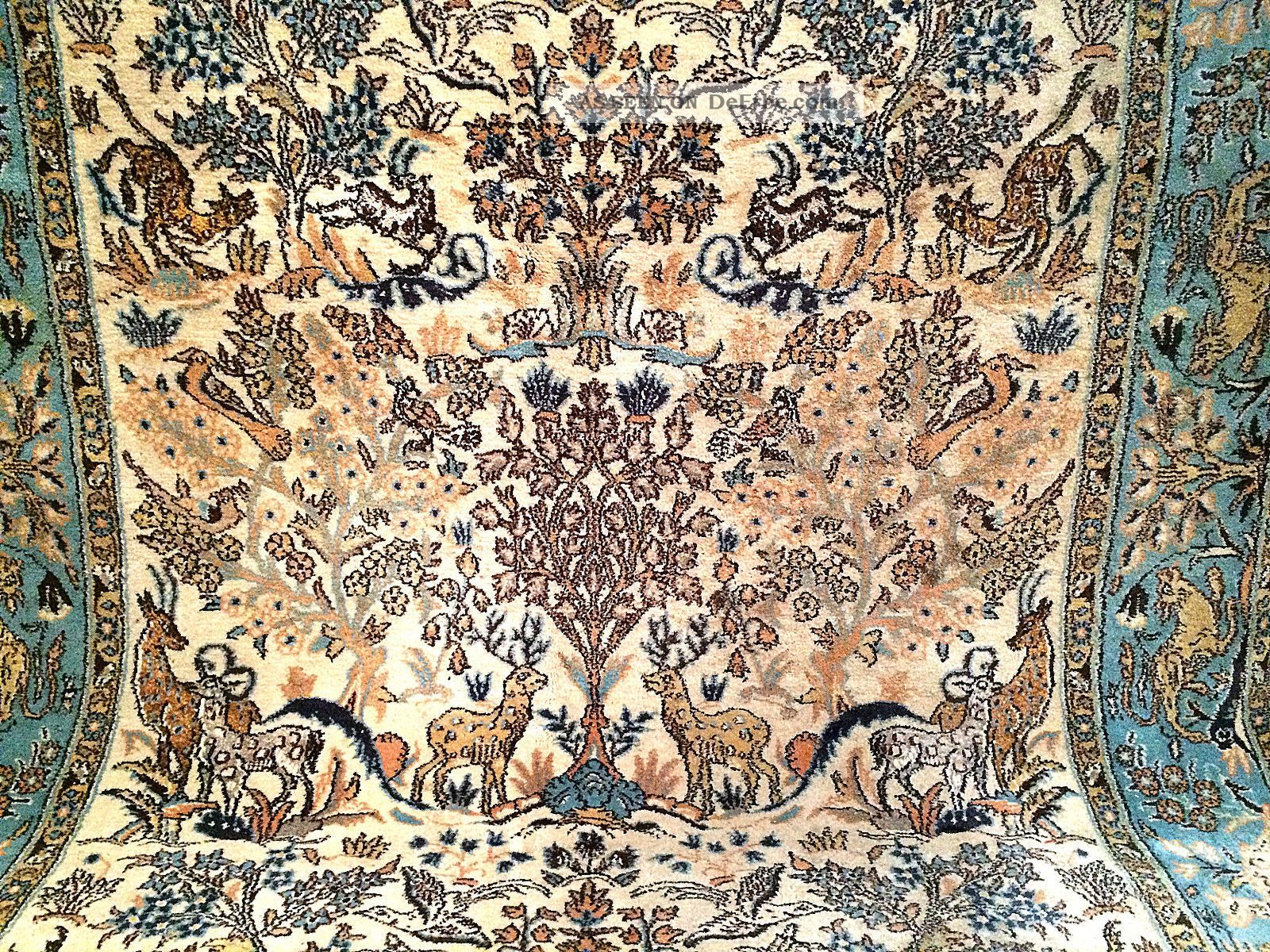 Handgeknüpft Orientteppich Mit Seide 225x140 Cm Carpet Tappeto Tapis Top 4900,  - Teppiche & Flachgewebe Bild