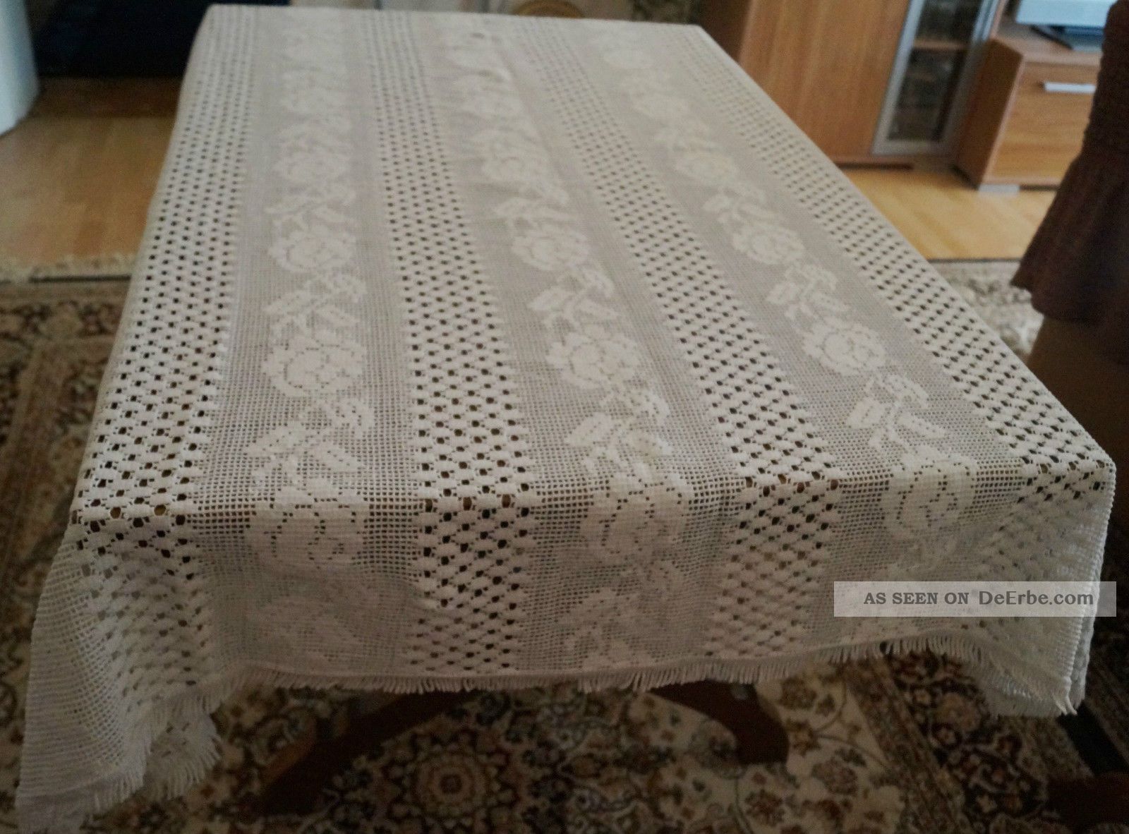 Webdecke Decke Tischdecke Rechteckig 143 X 169 Weiß Überwurf Baumwolle Shabby Tischdecken Bild