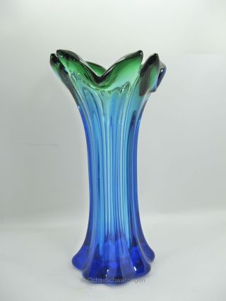 Murano - Vase - Blau Grün - Höhe Ca.  28 Cm - Ø Ca.  15 Cm (5) Bild