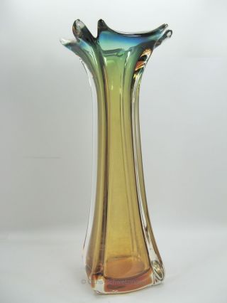 Murano - Vase - Grün Gelb - Höhe Ca.  31 Cm - Ø Ca.  13,  3 Cm (3) Bild