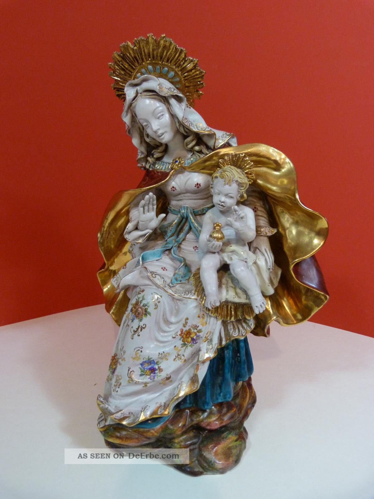 Madonna Jesuskind Eugenio Pattarino Fayence Skulptur Italy Gesu Porzellan Skulpturen & Kruzifixe Bild