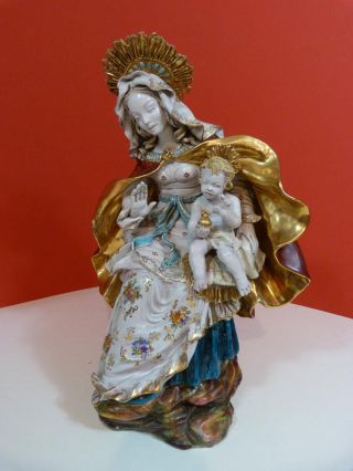Madonna Jesuskind Eugenio Pattarino Fayence Skulptur Italy Gesu Porzellan Bild