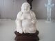 Alter Chinesischer Buddha Aus Edlem Bein Geschnitzt Auf Holzsockel Beinarbeiten Bild 7