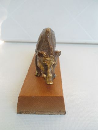 Alte Wildschweinfigur,  Metallfigur (bronze?) Mit Holzsockel Bild