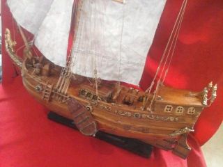 Antike Model Segler Piratenschiff Holz Schiffsmodell Ca.  H.  51 Cm.  X L.  43 Cm. Bild