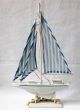 Segelschiff Blau - Weiss 42cm Holz Textil Schiff Boot Yacht Maritime Dekoration Bild 2