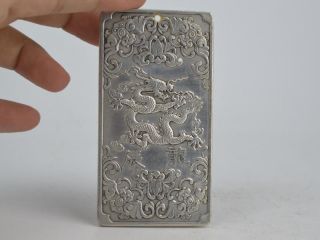 Collectible Decorated Old Tibet Silver Handwork Carved 12 Zodiac&dragon Pendant Bild