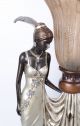 Tischleuchte Vintage Lampe Art Deco Frauenfigur Tischlampe Fächerschirm Antik Gefertigt nach 1945 Bild 2