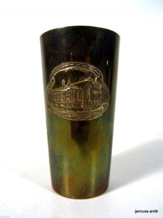Antiker Becher Pinnchen Messing Brunnspaviljongen Simrisham Sammlerstück Bild