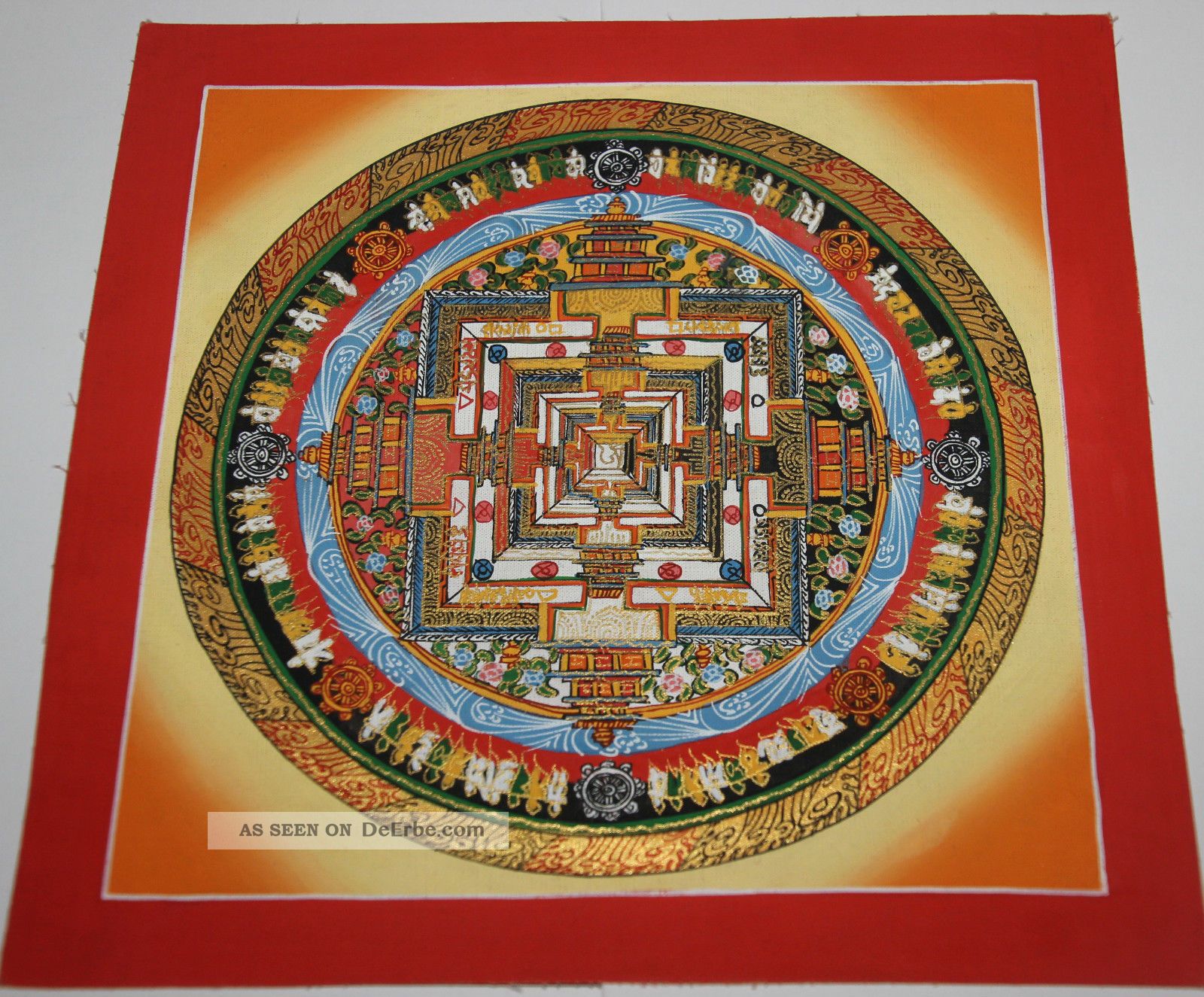 Signier Meisterwerk Kalachakra Mandala Tibet Nepal Thangka Tanka Handpainted A11 Entstehungszeit nach 1945 Bild