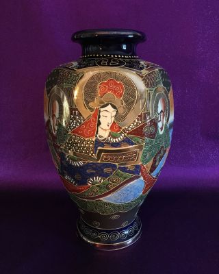 Satsuma Sechseck Vase Porzellan Japan Handbemalt 32cm Bild