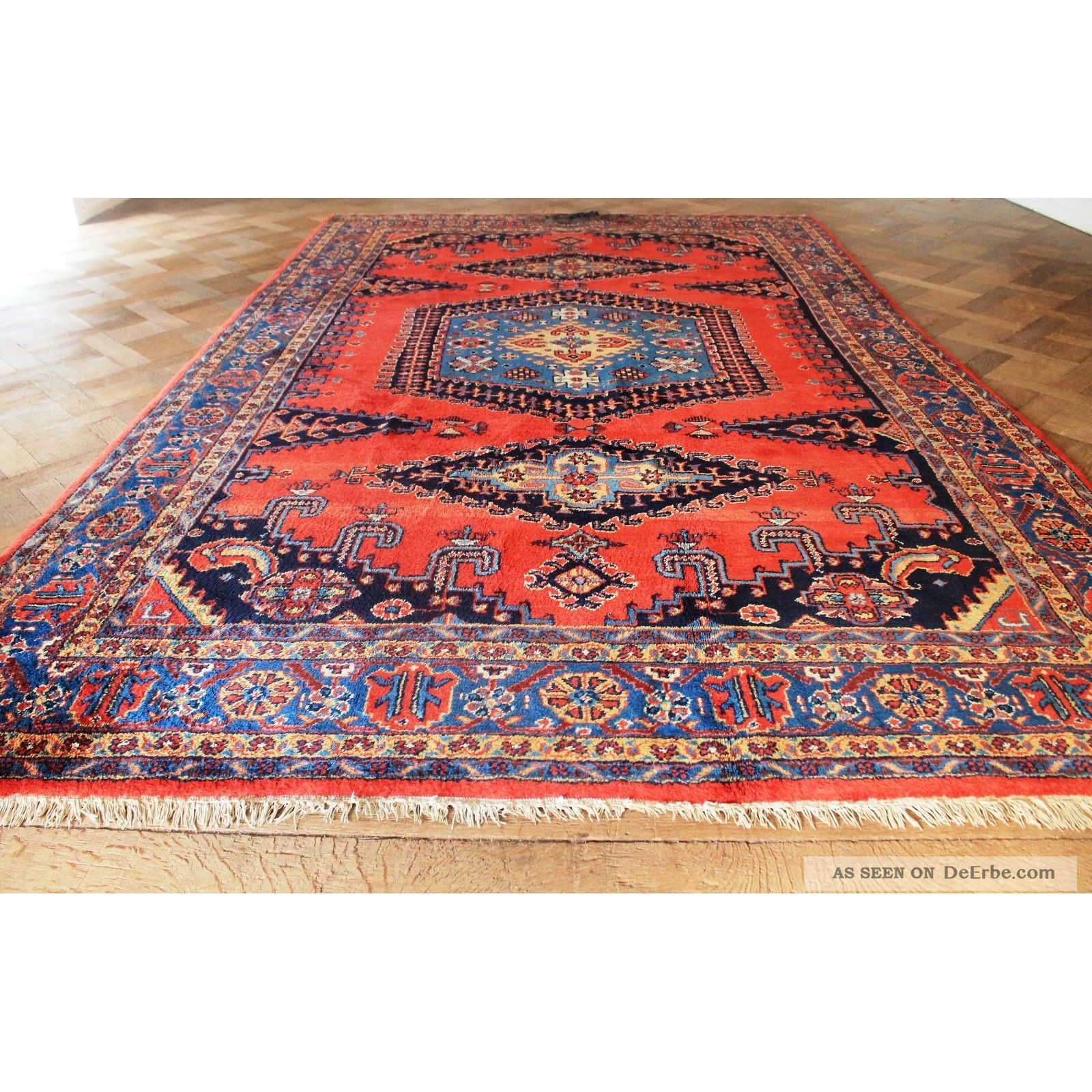 Alter Handgeknüpfter Orient Teppich Heriz Viss Old Rug Carpet Tappeto 355x220cm Teppiche & Flachgewebe Bild