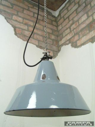Graue Emaillelampe Leuchte Bauhaus 35 Cm Emaille Lampe Industrial Fabriklampe Bild