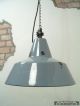 Graue Emaillelampe Leuchte Bauhaus 35 Cm Emaille Lampe Industrial Fabriklampe 1920-1949, Art Déco Bild 5
