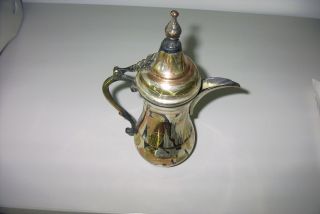 Kanne Mokkakanne Teekanne Orient Messing Metall Silber Deko Handarbeit Alt Antik Bild