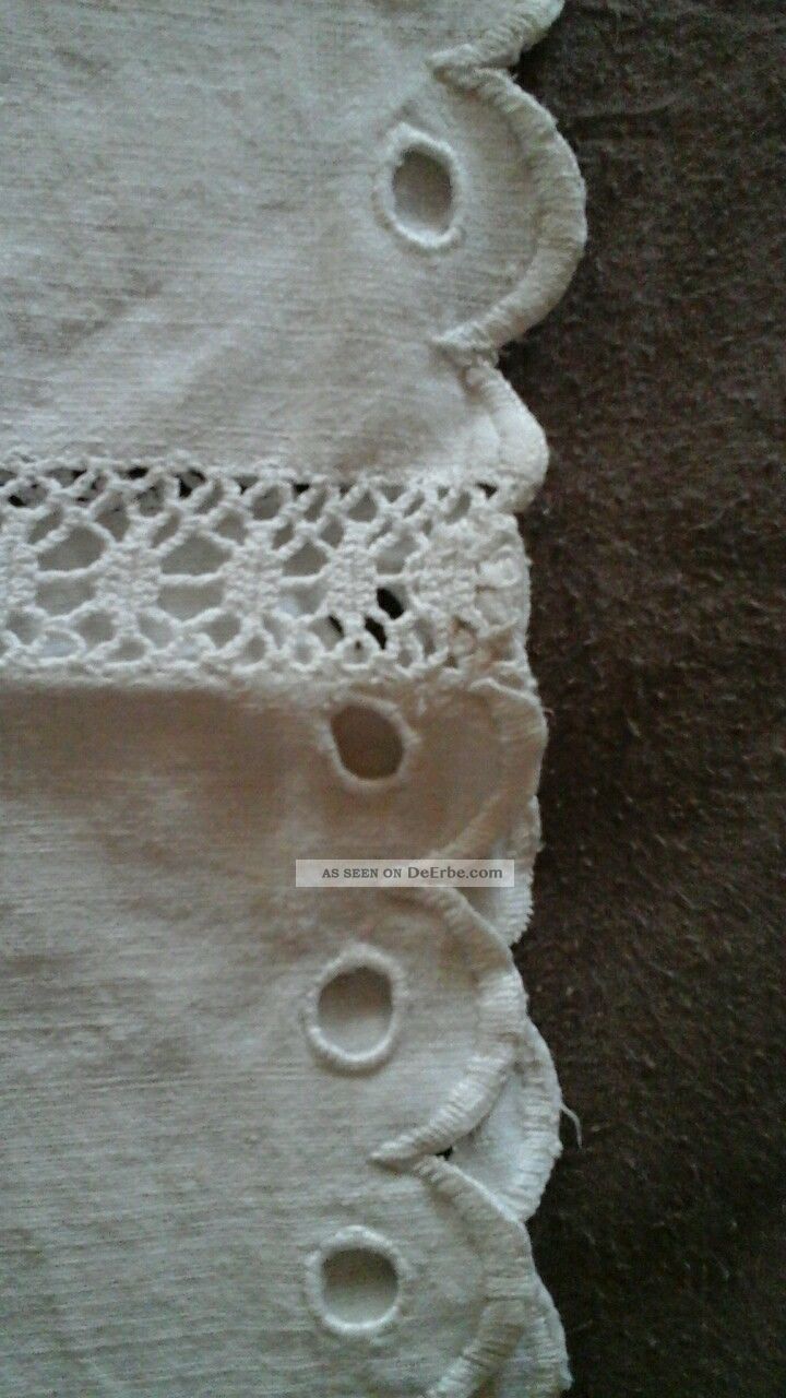 Alte Leinen Tischdecke Lochstickerei Häkelspitze 130x200 Dachbodenfund Tischdecken Bild