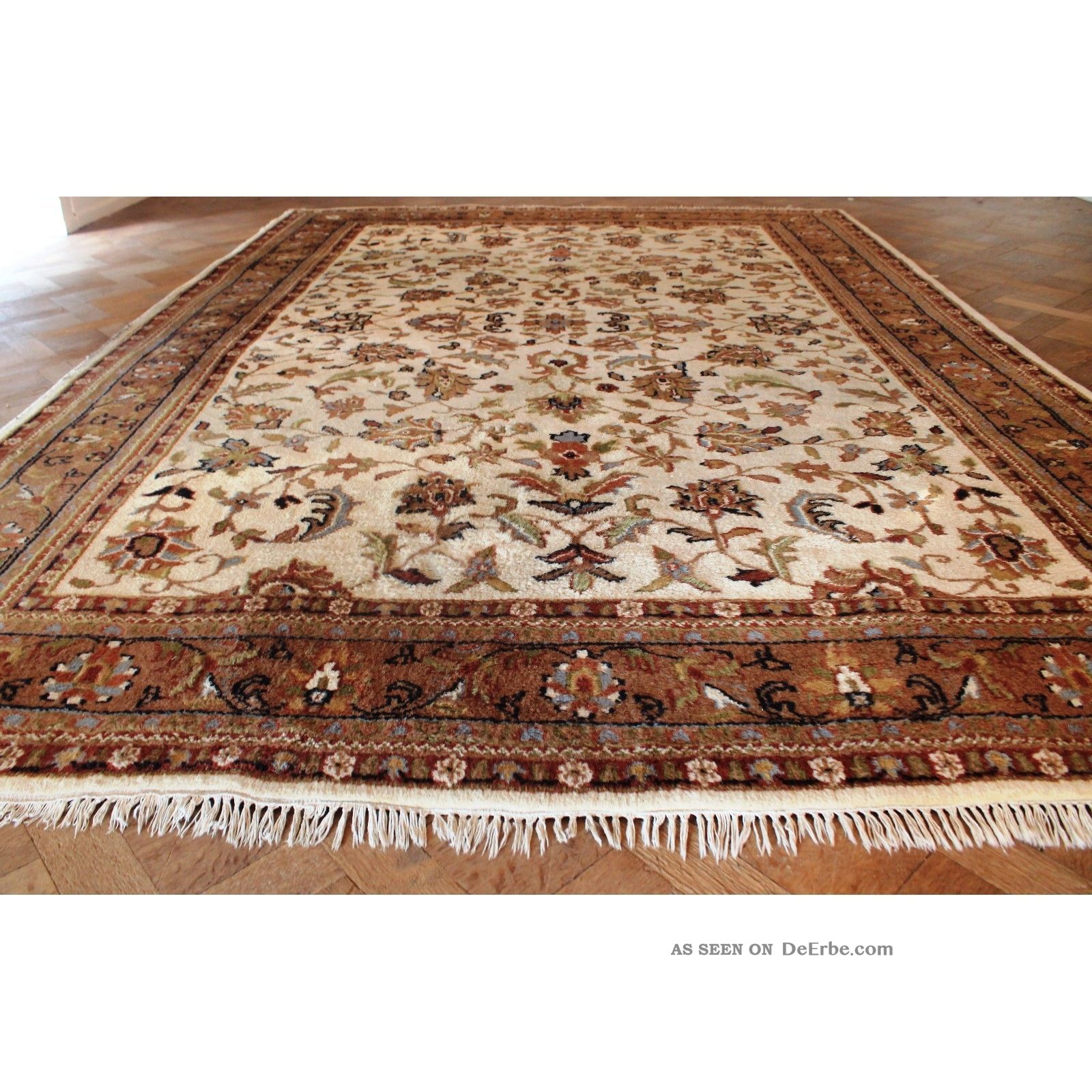 Schöner Handgeknüpfter Orient Blumen Teppich Kaschmir Nain Carpet Rug 350x250cm Teppiche & Flachgewebe Bild