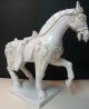 Grosse Alte Pferde Skulptur,  August Der Starke Pferd,  Fayance Weiß Glasiert 1900-1949 Bild 2