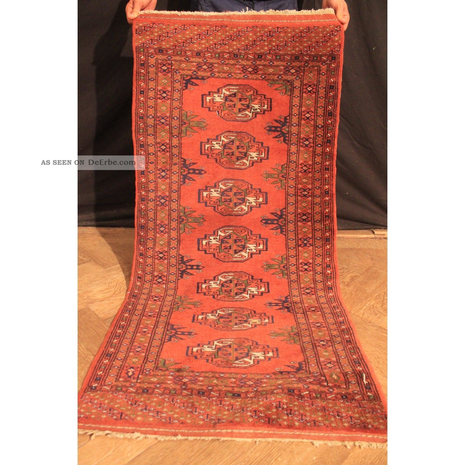 Schöner Feiner Handgeknüpfter Orient Teppich Buchara Jomut Rug Carpet 135x65cm Teppiche & Flachgewebe Bild