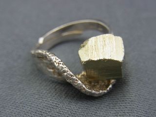 Schöner Alter Ring 925/ - Silber Pyrit Ca.  70er Jahre Signiert Bild