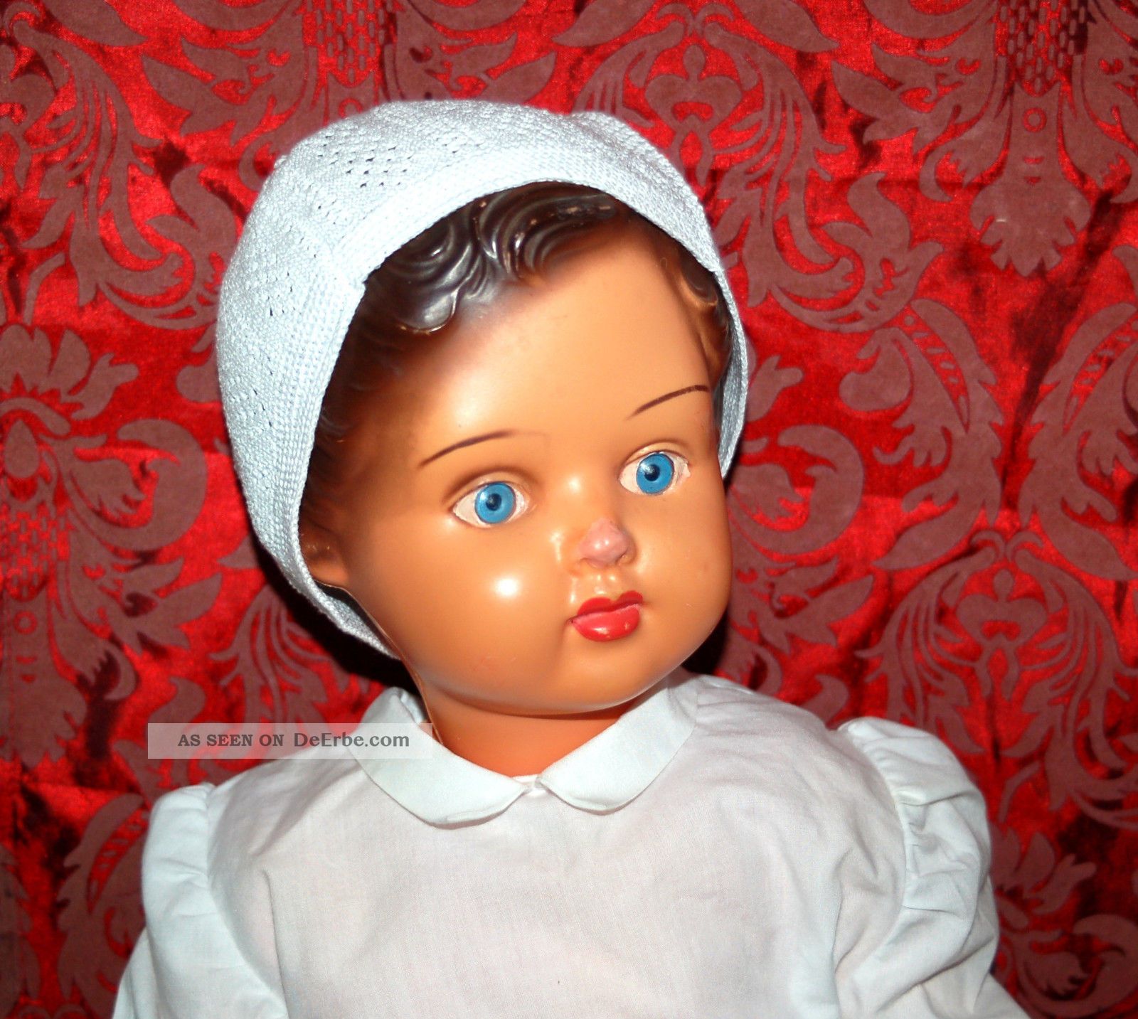 Hübsche Grosse Puppe Mit Kurbelkopf - Ungemarkt - 60cm - 50er Jahre