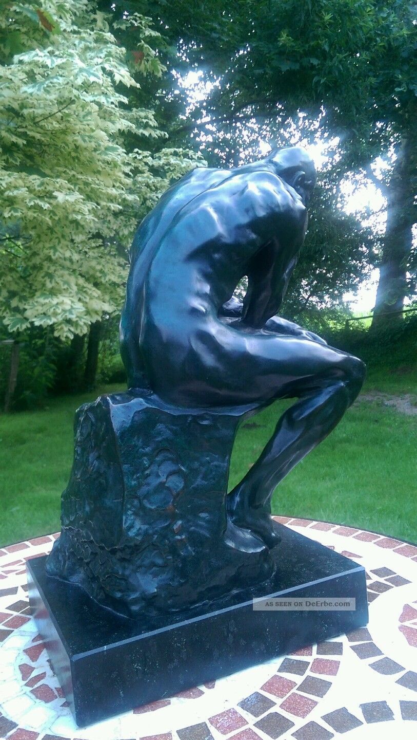 Der Denker 40cm Figur Bronze Mann Statue Repro Bronzeskultur Kunst Dekoration Bronze Bild