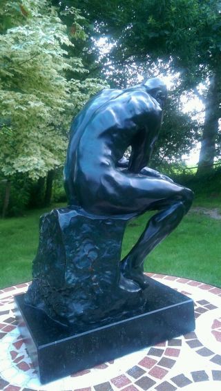 Der Denker 40cm Figur Bronze Mann Statue Repro Bronzeskultur Kunst Dekoration Bild