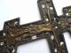 Altes Antikes Orthodoxes Messing Kreuz Wandkreuz Jesus Xix Jh.  Emaille E955 Skulpturen & Kruzifixe Bild 4