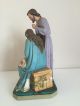 Gruppenfigur Heilige Maria Josef Jesus Kind Gips Handbemalt Um 1900 Krippe Rar Skulpturen & Kruzifixe Bild 3