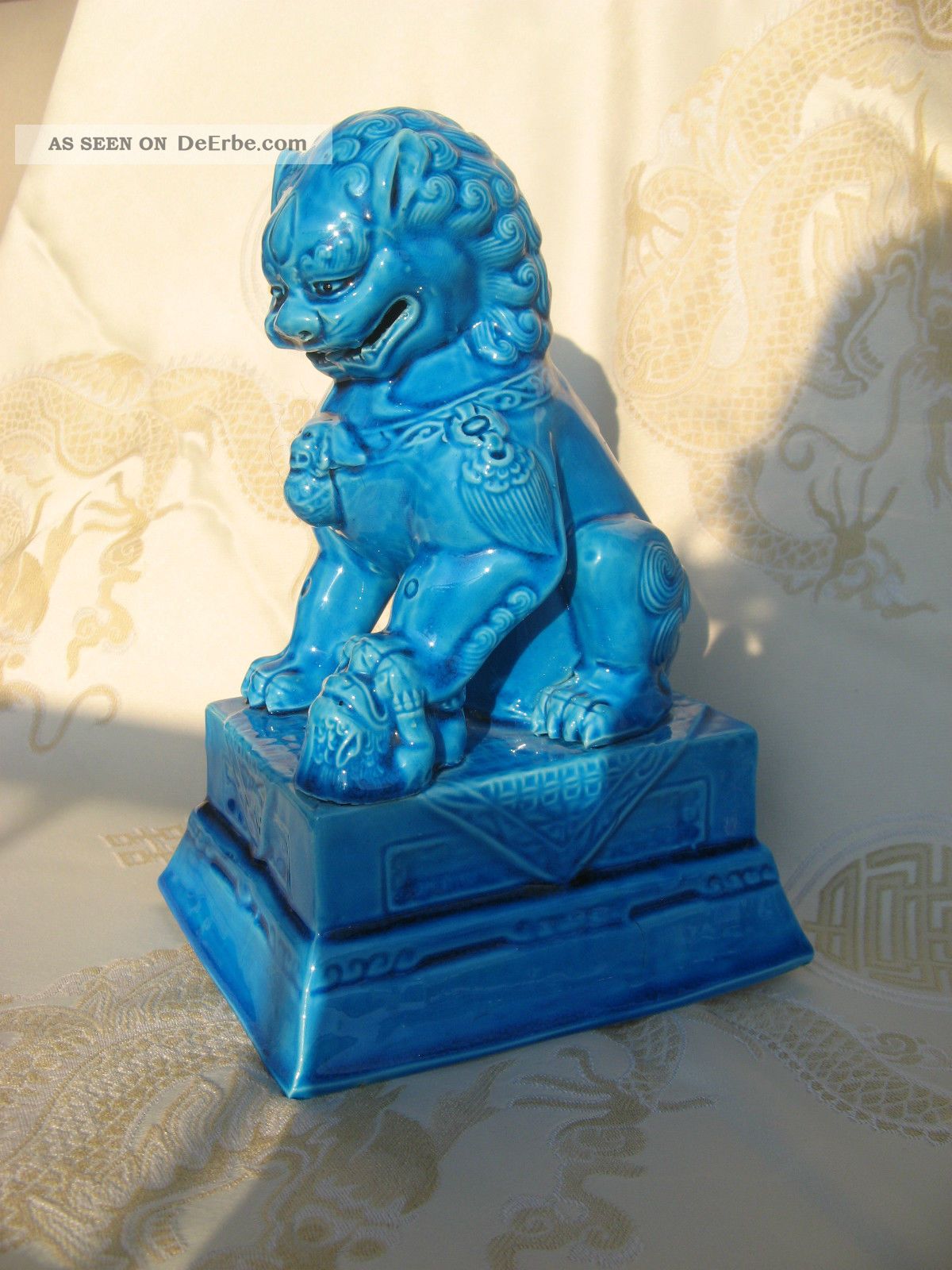 Impressing Antique Guardian Lion Shi Foo Dog TempelwÄchter TÜrkis China 20.  Jh. Entstehungszeit nach 1945 Bild