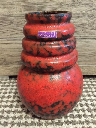 Fat Lava Vase Scheurich Keramik Bodenvase 22 Cm 70er Jahre Orange 269 22 Bild