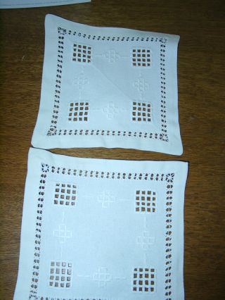 2 Deckchen Quadratisch - Weiß - Hardanger - Von Oma - Bild
