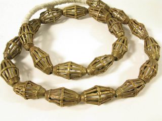 Strang 15mm Messingperlen T1 Gelbguß Ghana Brass Beads Ashanti Akan Afrozip