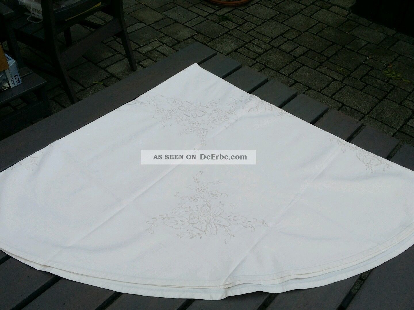 Runde Tischdecke Baumwolle 160 Cm Beige Filigrane Stickerei Tischdecken Bild
