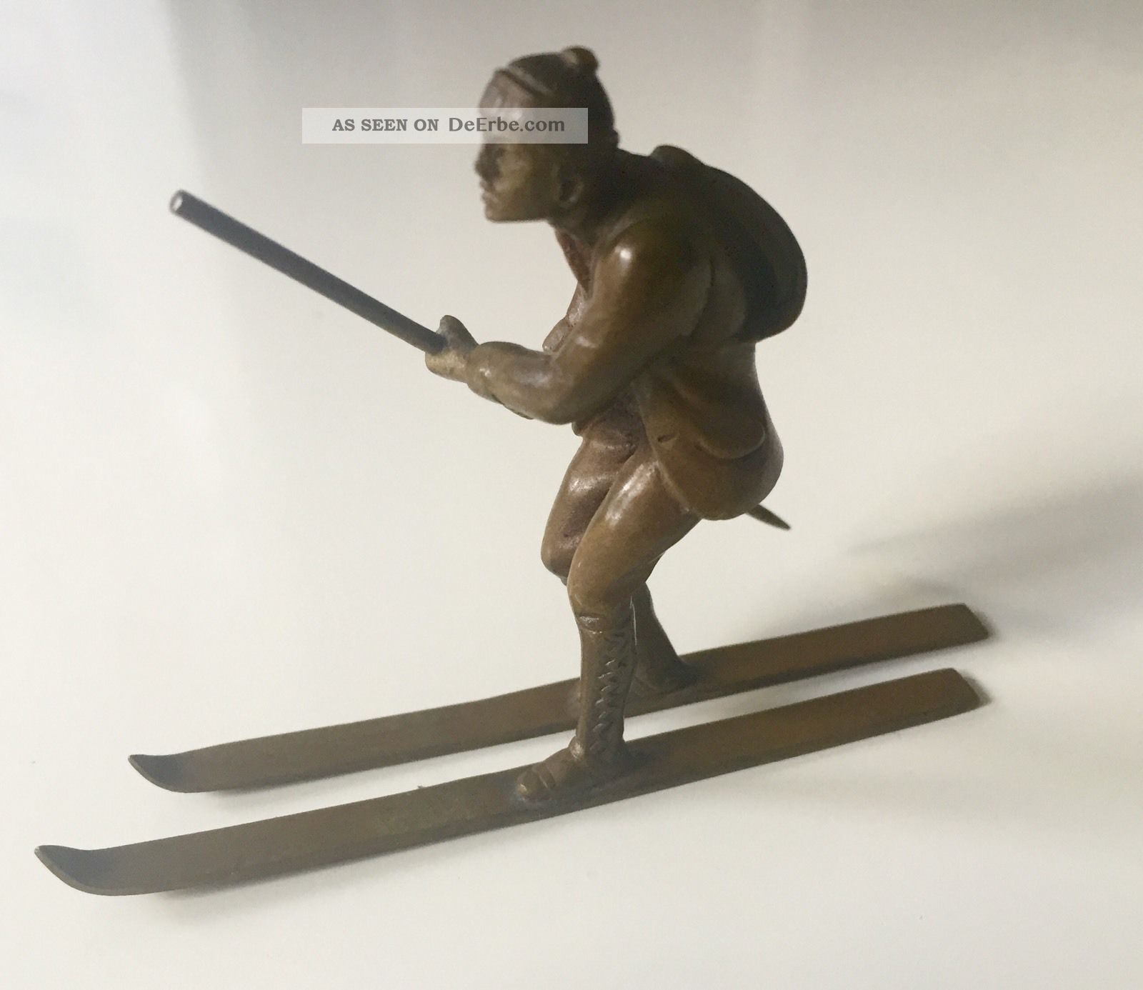 Wiener Bronze Miniatur Skiläufer / Vienna Bronze Miniature Skier 1910s Bronze Bild