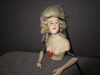 Antike FranzÖsische BÜste Aus Masse Um 1900 Half Doll FÜr Die Puppenstube Bild