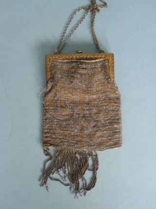 Antike Tasche,  Gewebte Französische Metallperlen,  Zur Restauration Etc. Bild