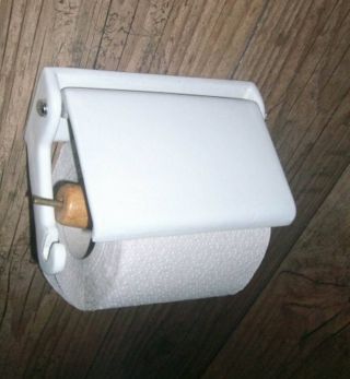 Antiker Wc - Rollenhalter Art Deco Gusseisen Email / Toilettenpapierhalter Bild