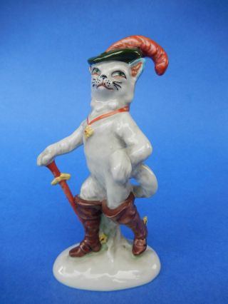 Der Gestiefelte Kater Antike Porzellanfigur Katze Porzellan Uralt Sehr Selten Bild
