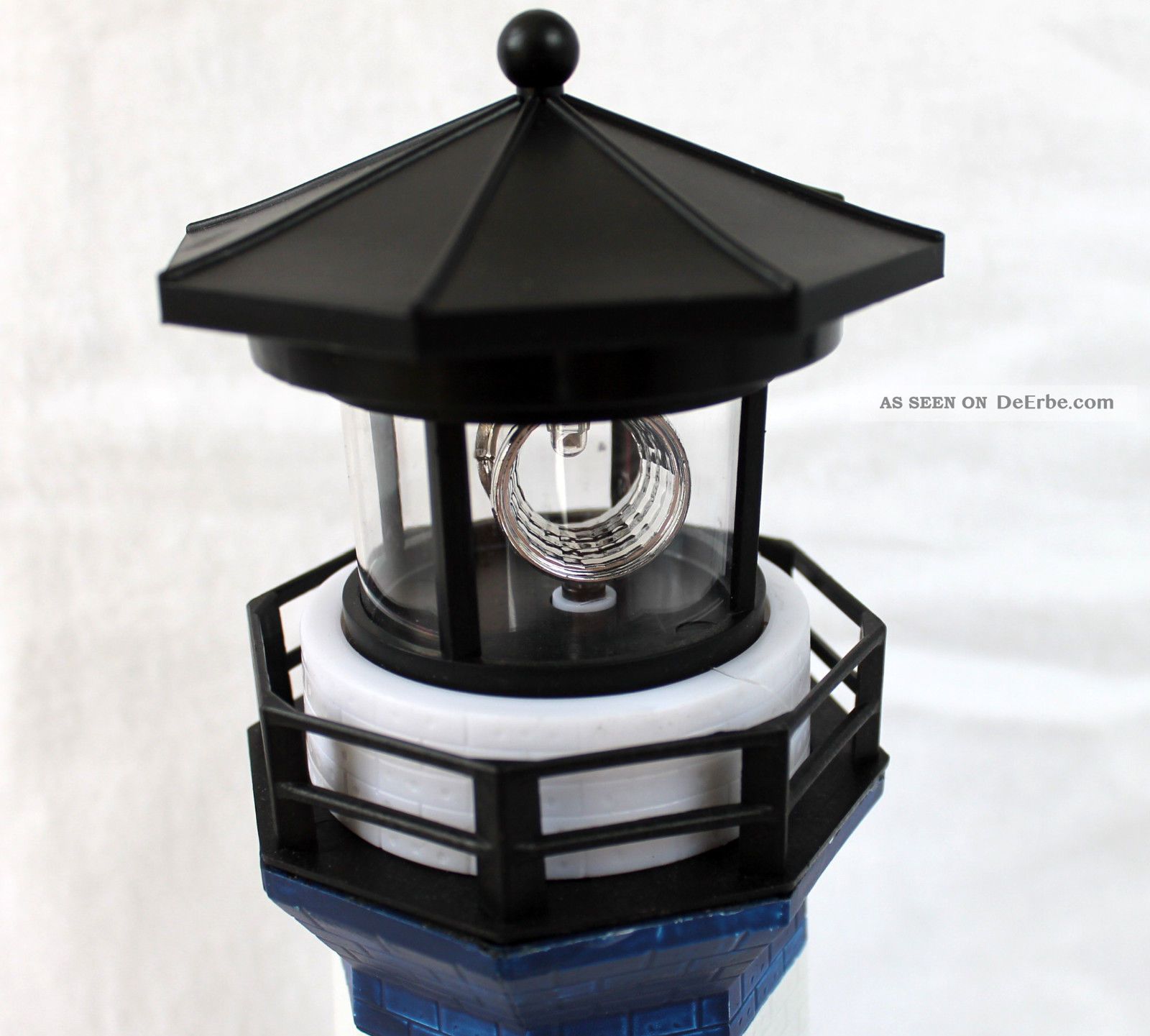 Solar Leuchtturm blau-weiss rotierendes LED-Licht 28 cm 