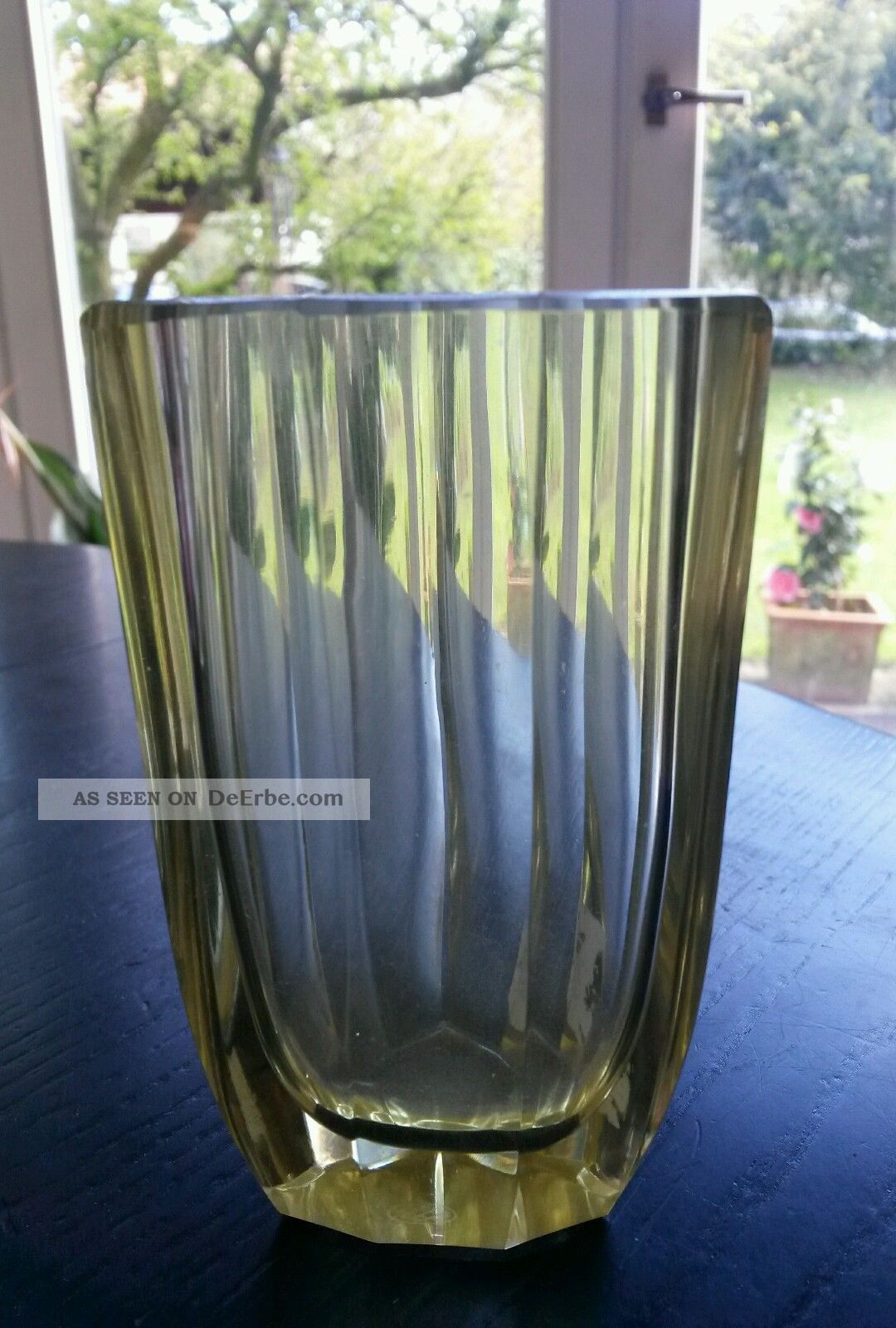 Lobmeyer Lobmeyr Glas Vase Citringelb Geschliffen Signiert Art Deco Sammlerglas Bild