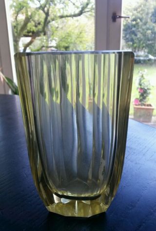 Lobmeyer Lobmeyr Glas Vase Citringelb Geschliffen Signiert Art Deco Bild