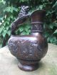 Alter Krug Vor/um 1900 Keramik Kanne Vase Historismus Bronze - Optik Gut Erhalten Nach Stil & Epoche Bild 2