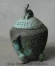 Alte Qianlong Markierte Bronze Antique Pixiu Beast Räuchergefäss Censer Griff Antike Bild 4