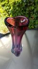 Murano Vase,  Blumenvase,  60er,  Zweifarbig Glas & Kristall Bild 1