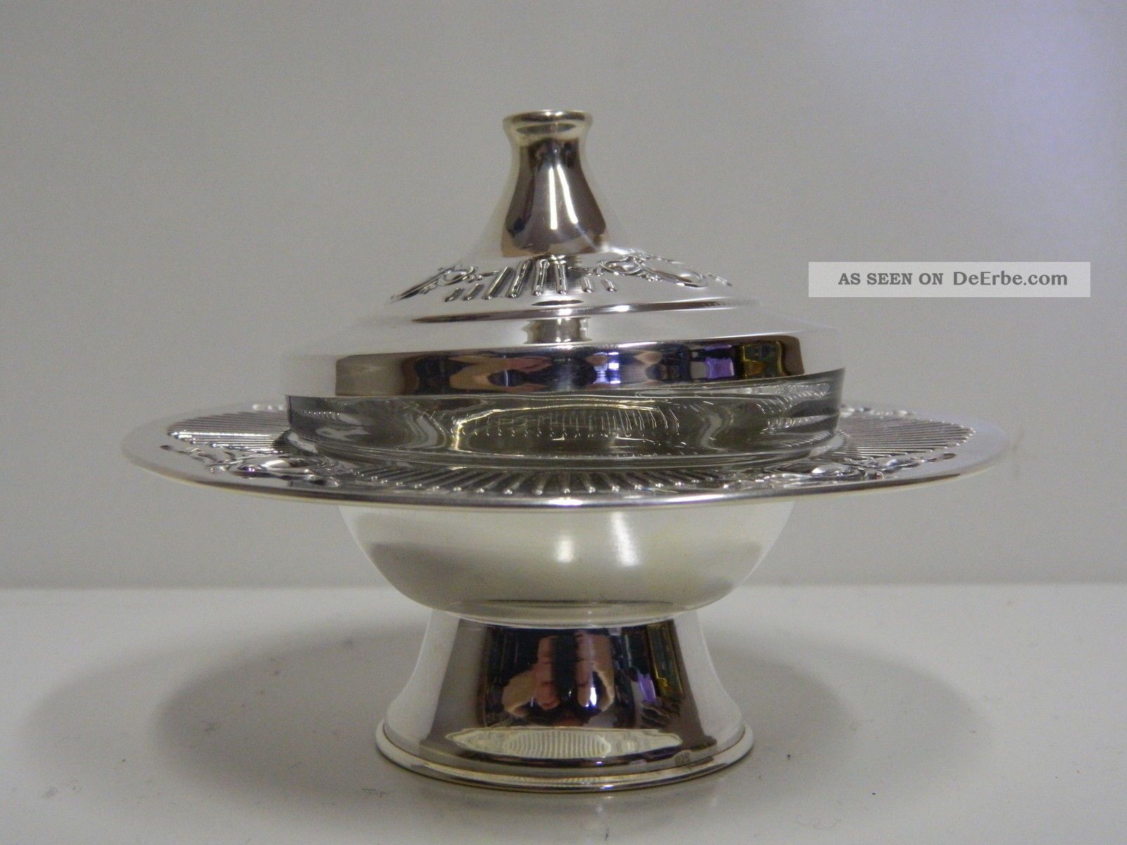 Judaica Honigtopf Massiv Silber 925 Sterling Teller Objekte nach 1945 Bild
