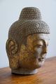 Buddha Kopf Steinbuddha Skulptur Aus Stein Granit Mit Goldfassung Antik Asien Asiatika: Südostasien Bild 4