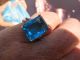 Vintage Art Deco Imposant Silberner Ring 925 Riesiger Blautopas ? Blue Topaz ? Schmuck nach Epochen Bild 9