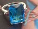 Vintage Art Deco Imposant Silberner Ring 925 Riesiger Blautopas ? Blue Topaz ? Schmuck nach Epochen Bild 6