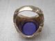 Jugendstil Ring Siegelring Massiv Silber Vergoldet Lapislazuli Platte Oval 16,  9g Schmuck nach Epochen Bild 8